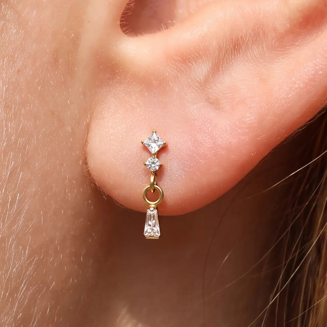 Geometric Duo Drop Flatback Stud