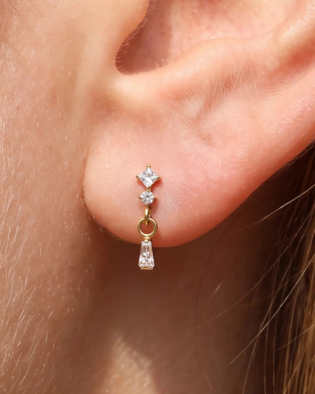 Geometric Duo Drop Flatback Stud