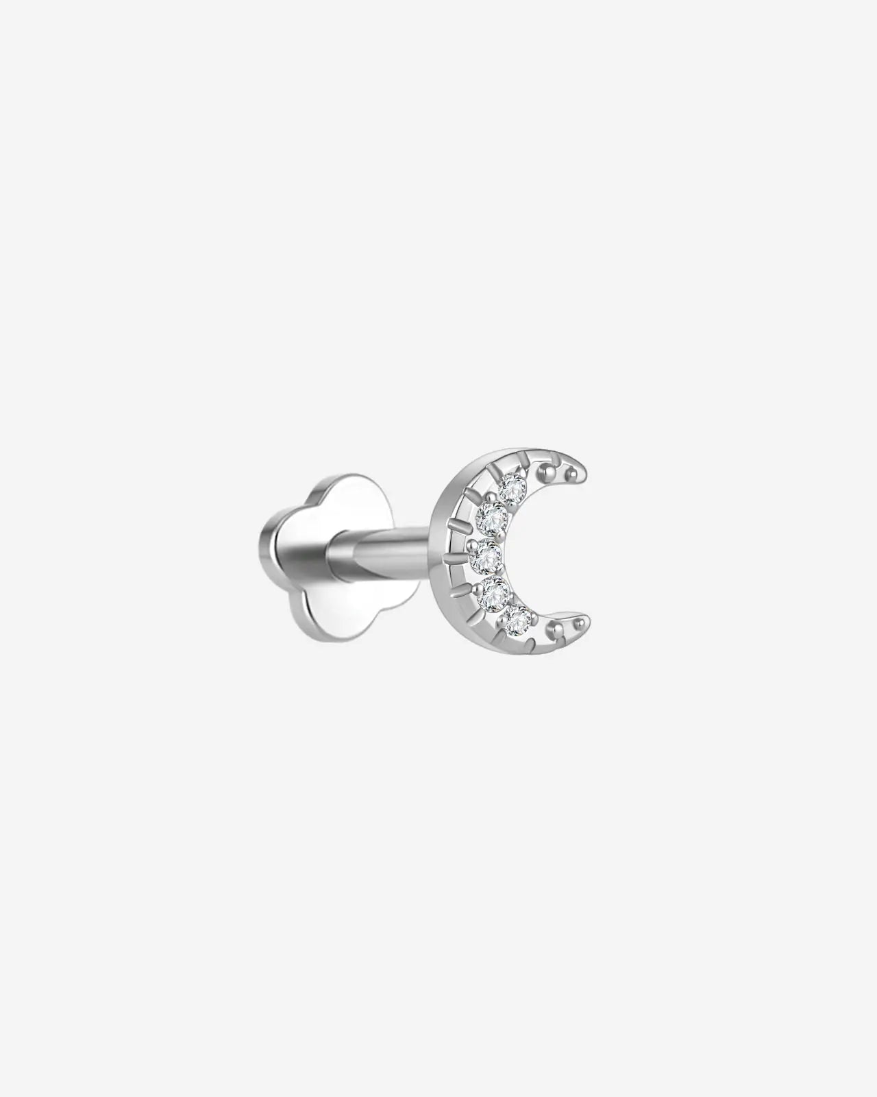 Pavé Crescent Moon Flatback Stud