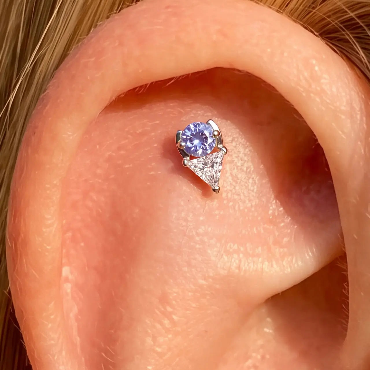 Two-Stone Trillion Drop Flatback Stud