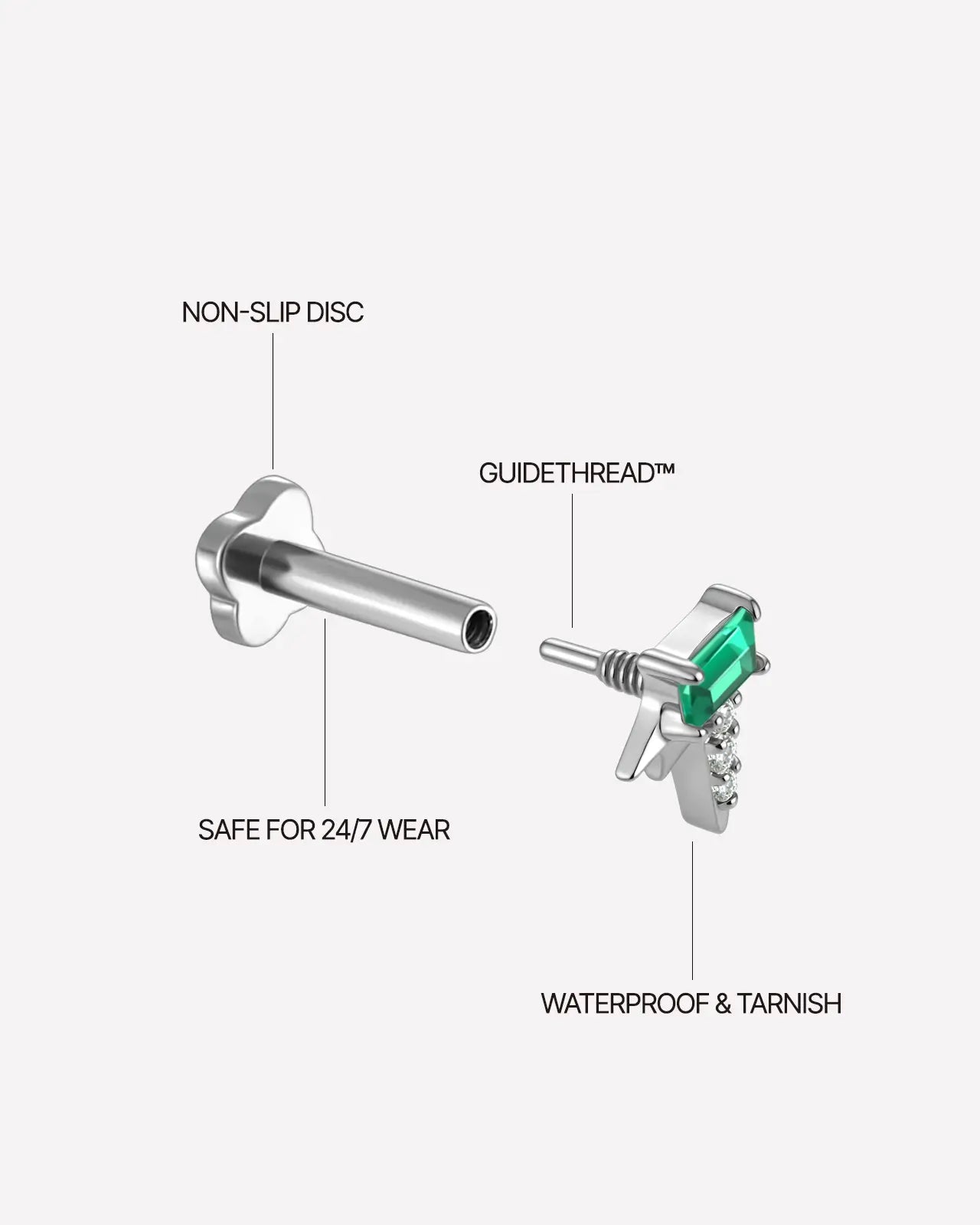 Baguette Rayburst Flatback Stecker