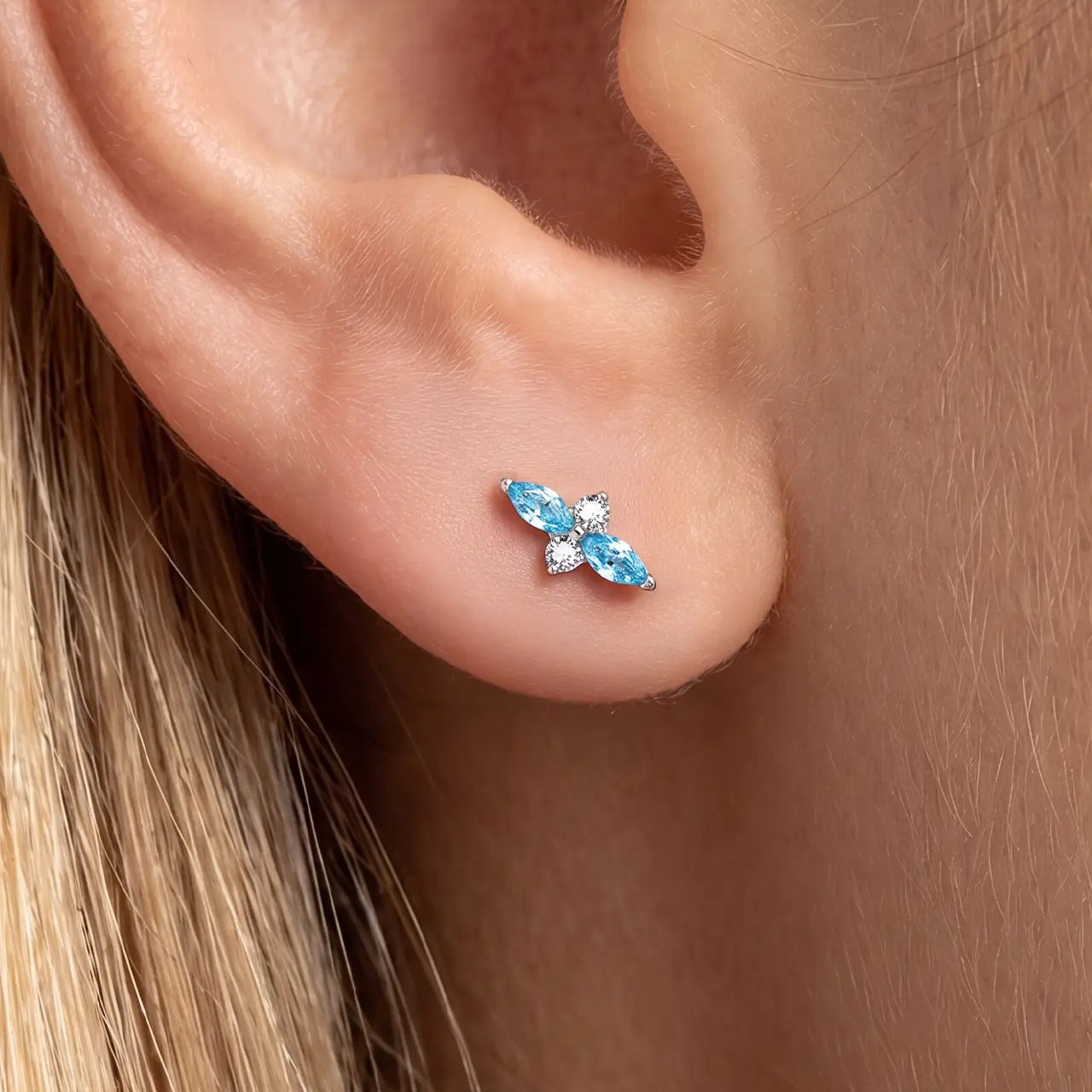 Marquise Duo Cluster Flatback Stud