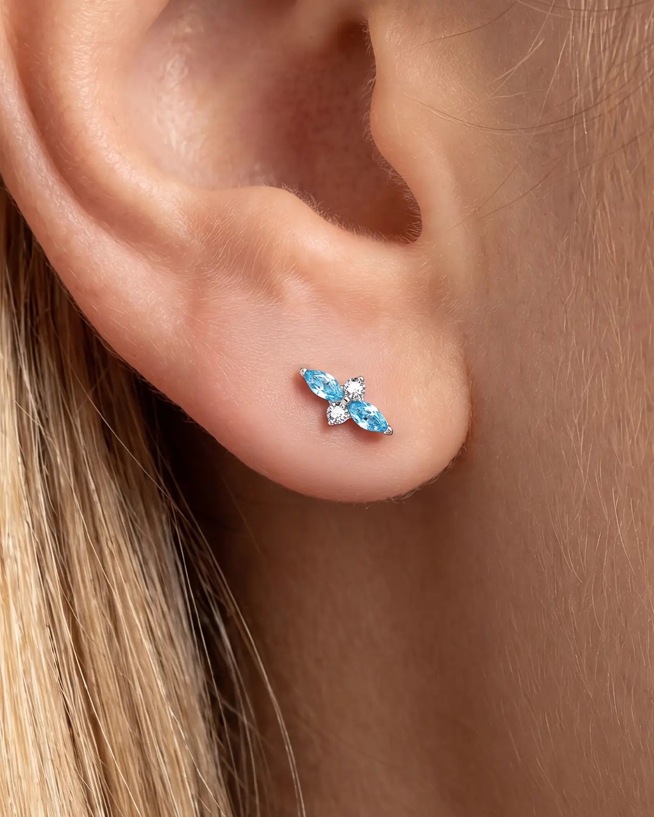Marquise Duo Cluster Flatback Stud