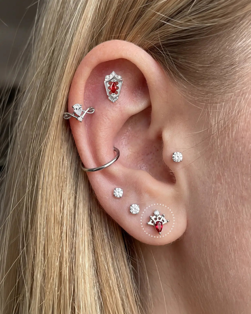 Regal Pear Crown Flatback Stud