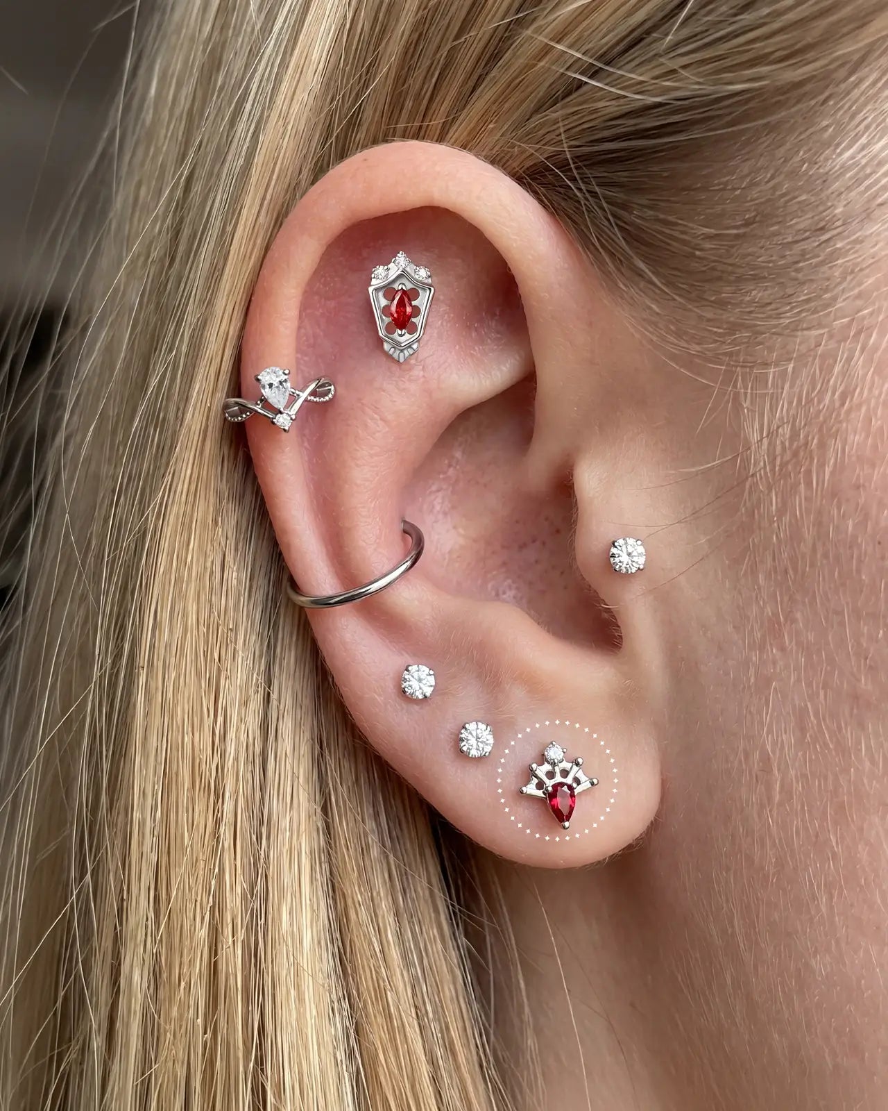 Regal Pear Crown Flatback Stud