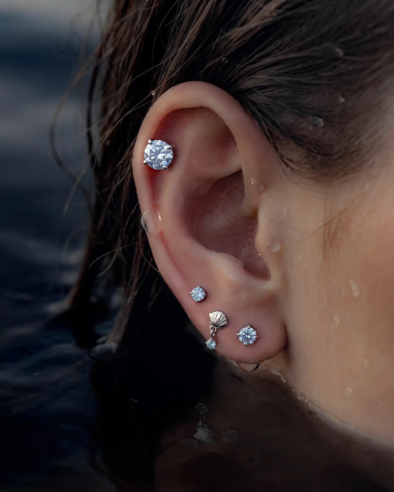 Brillanter Moissanit Solitaire Flatback Stud
