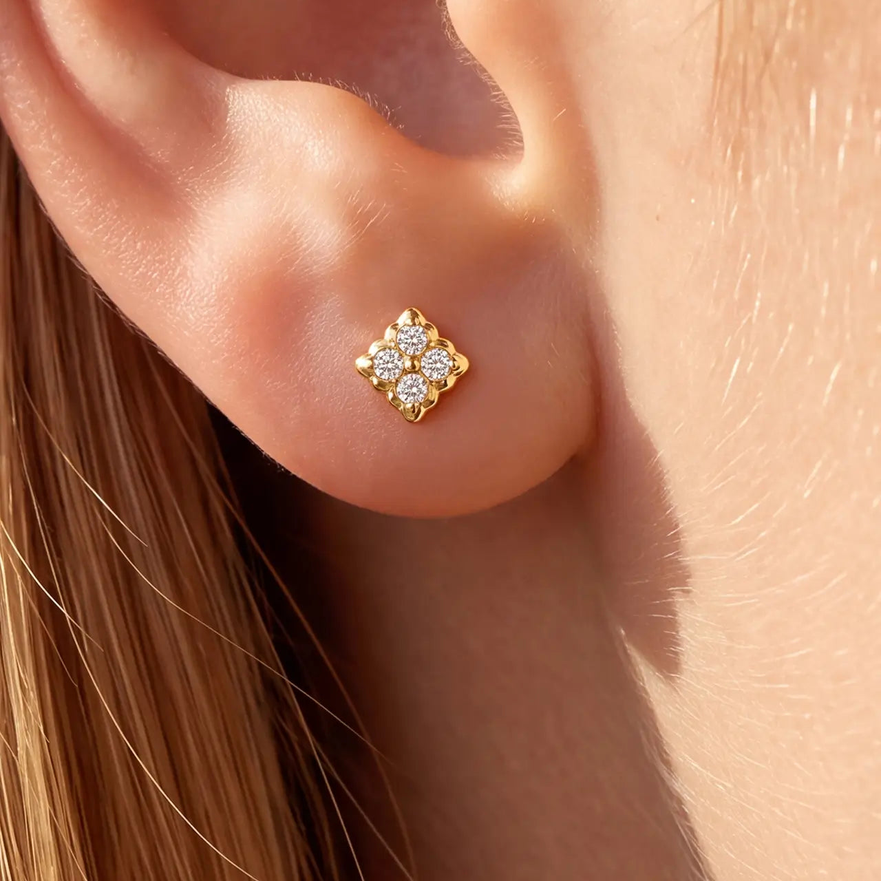Ornate Scalloped Cross Flatback Stud