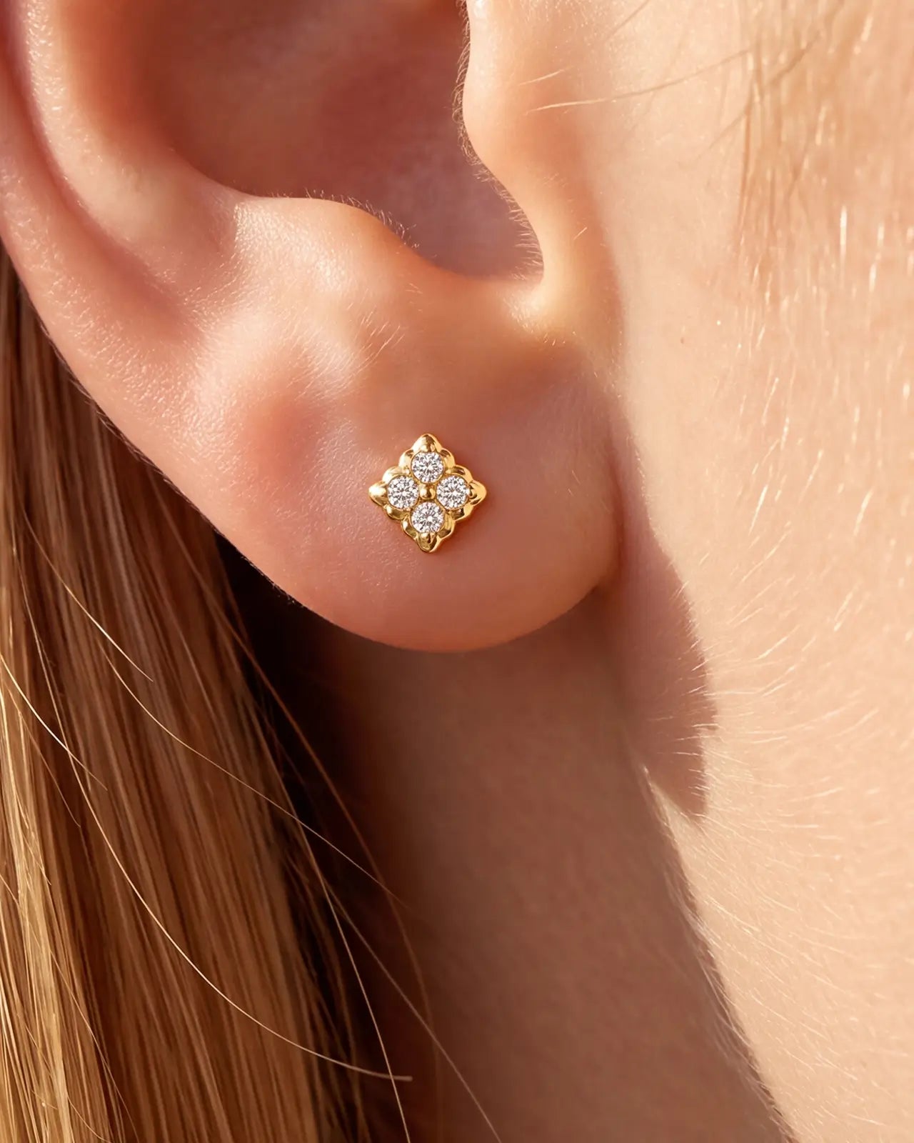 Ornate Scalloped Cross Flatback Stud