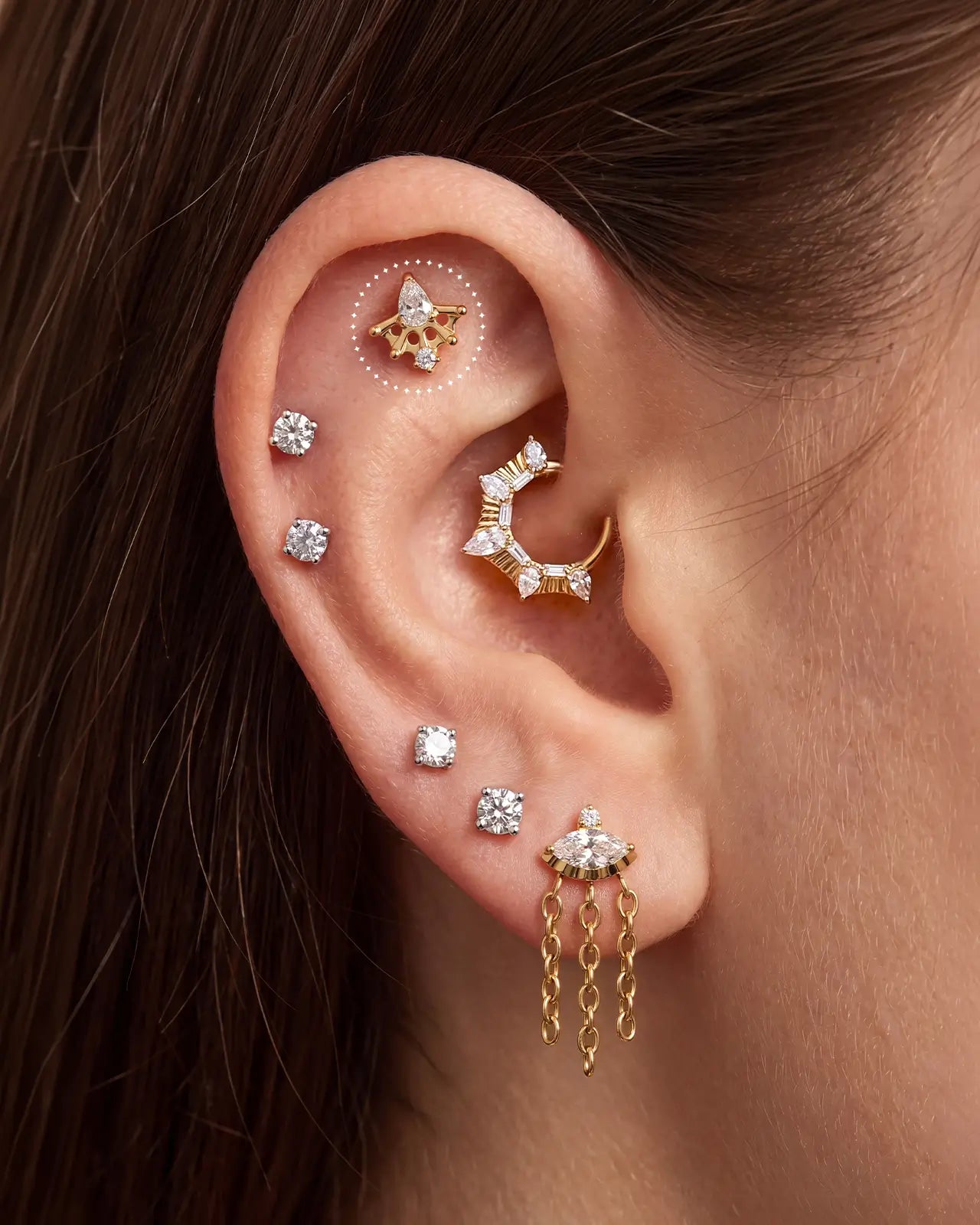 Regal Pear Crown Flatback Stud