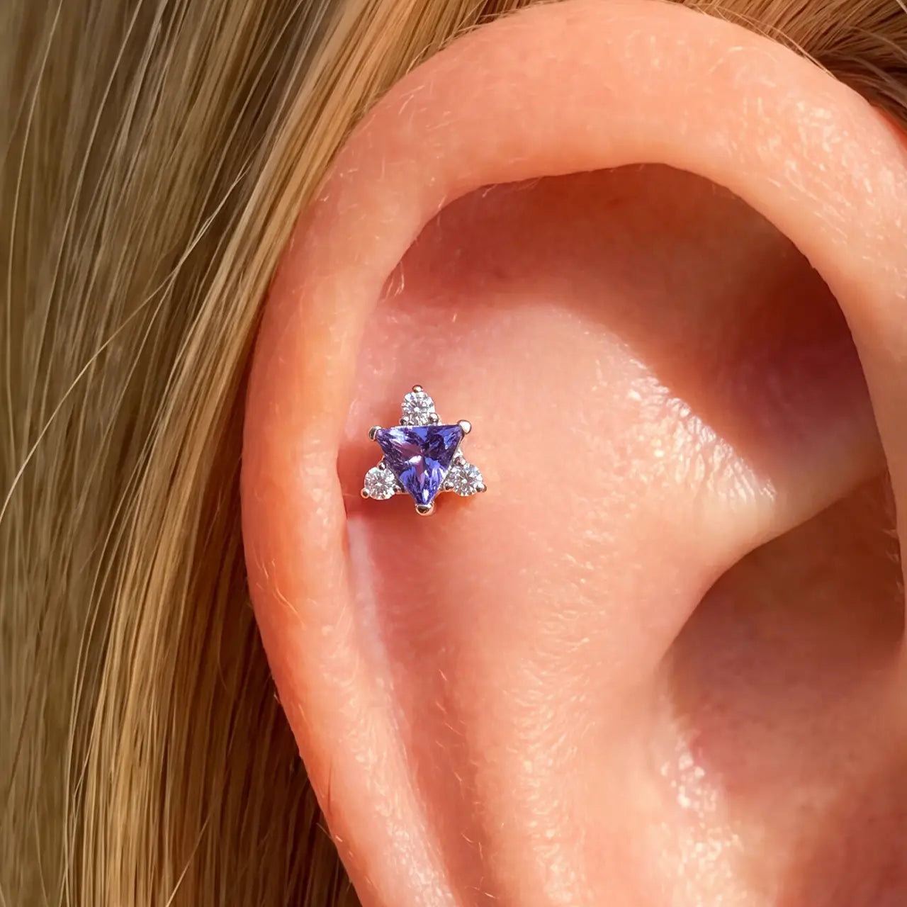 Lavender Trillion Starburst Flatback Stud