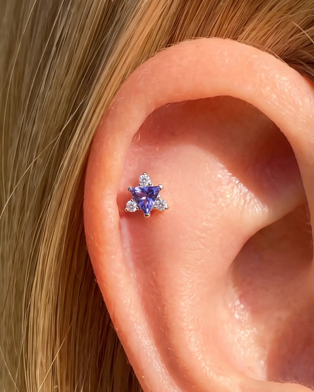 Lavender Trillion Starburst Flatback Stud