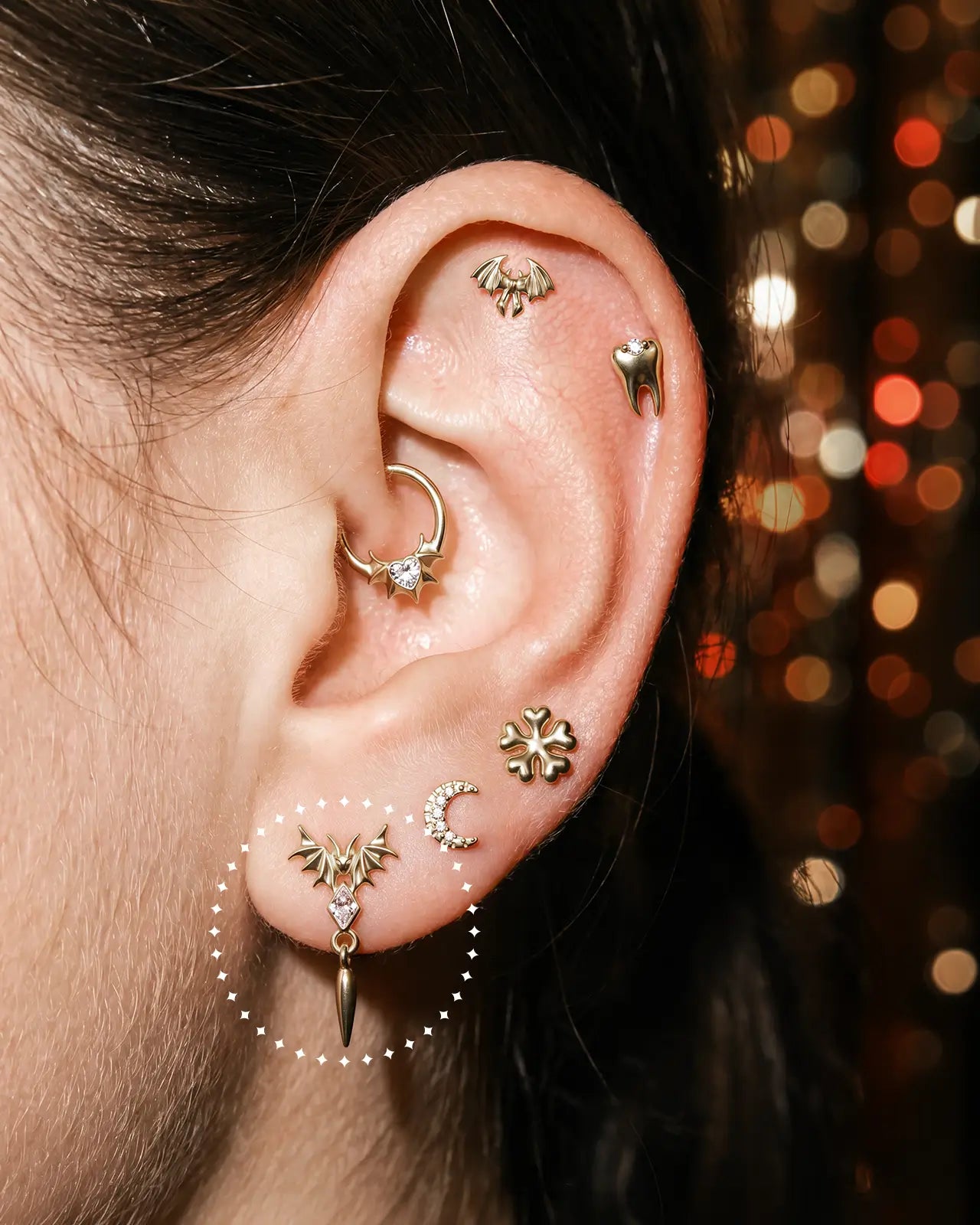 Bat Wing Diamond Drop Flatback Stud