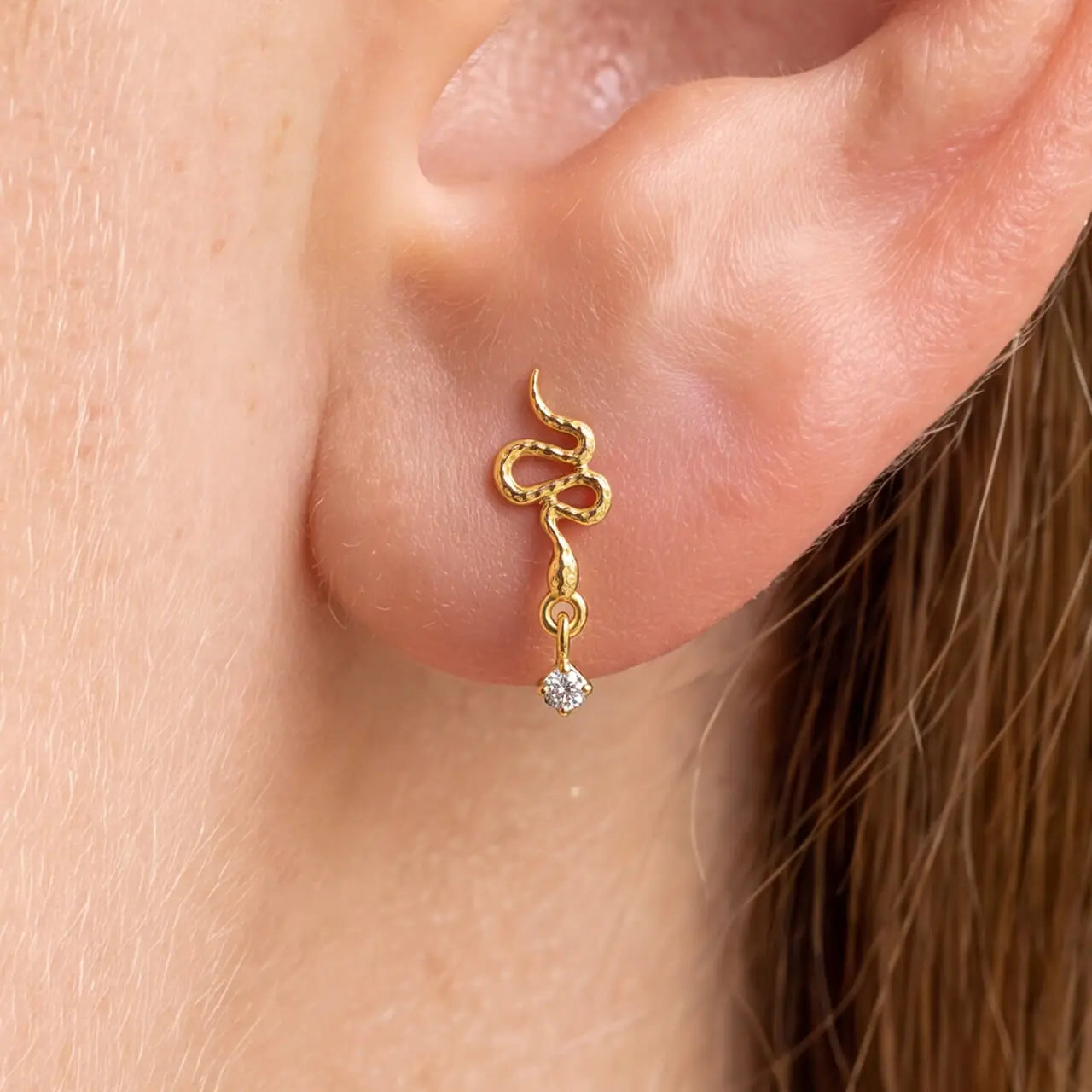 Ophira Serpent Gem Drop Flatback Stud