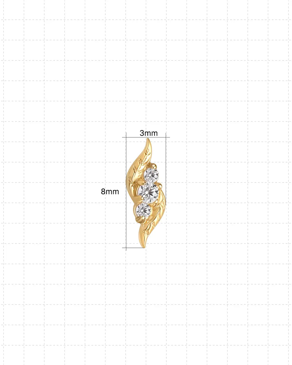 Flowing Flame Leaf Flatback Stud