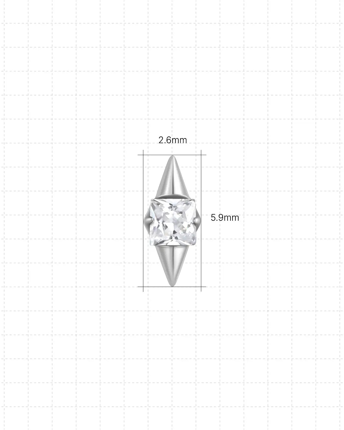 Square Prism Spear Flatback Stud