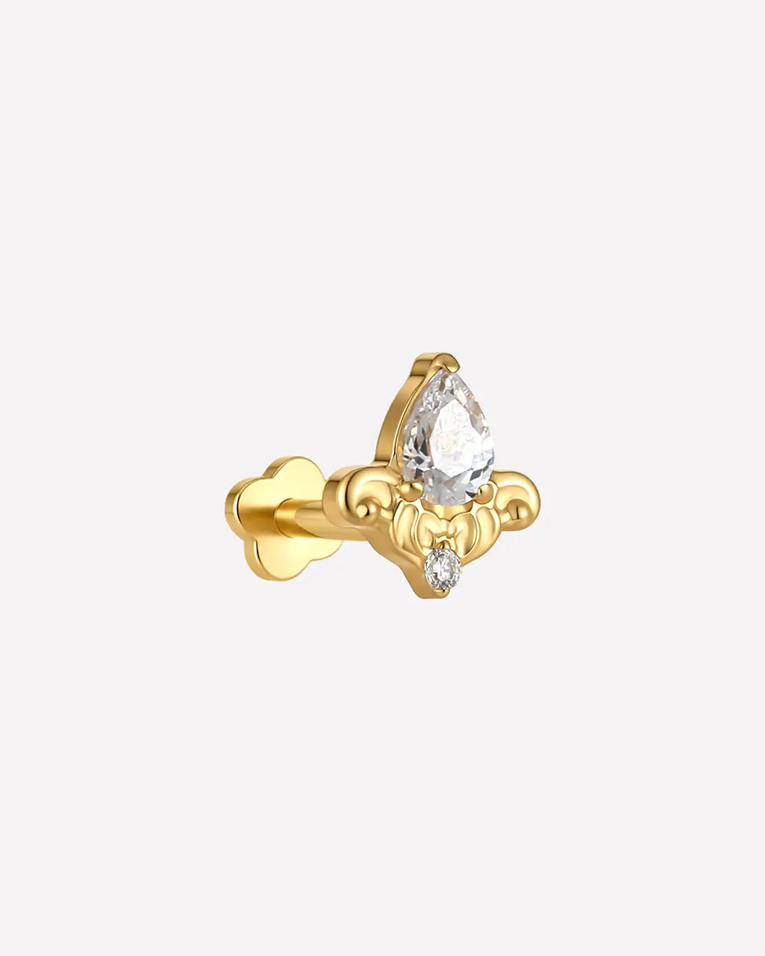 Fleur-De-Lis Teardrop Flatback Stud
