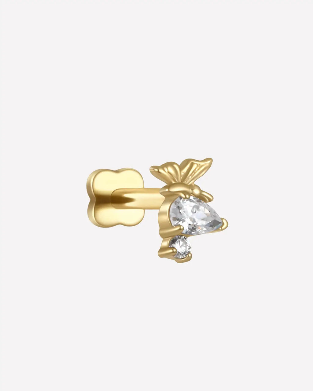 Butterfly Pear-Cut Zircon Flatback Stud