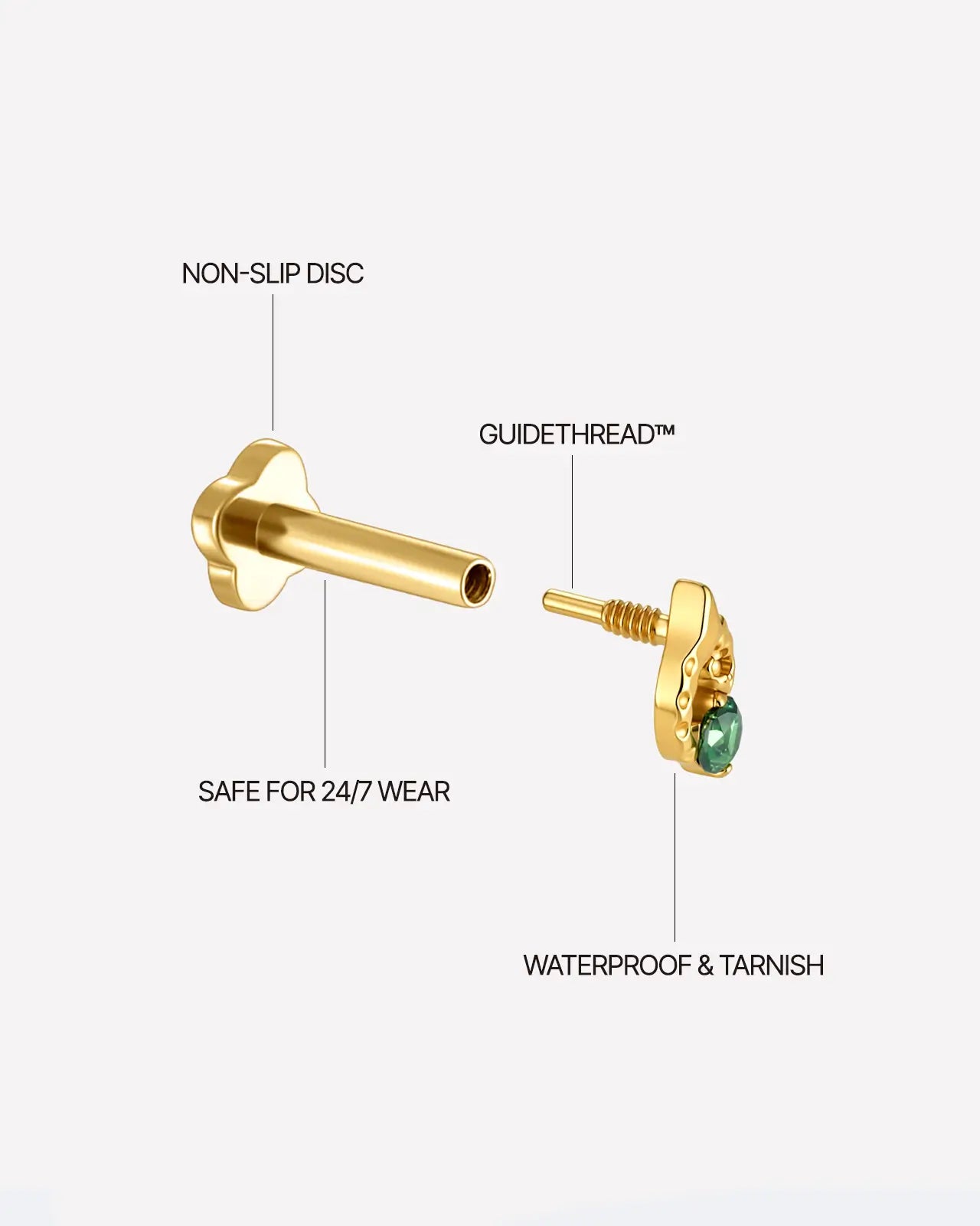 Teardrop Leaf Loop Flatback Stud