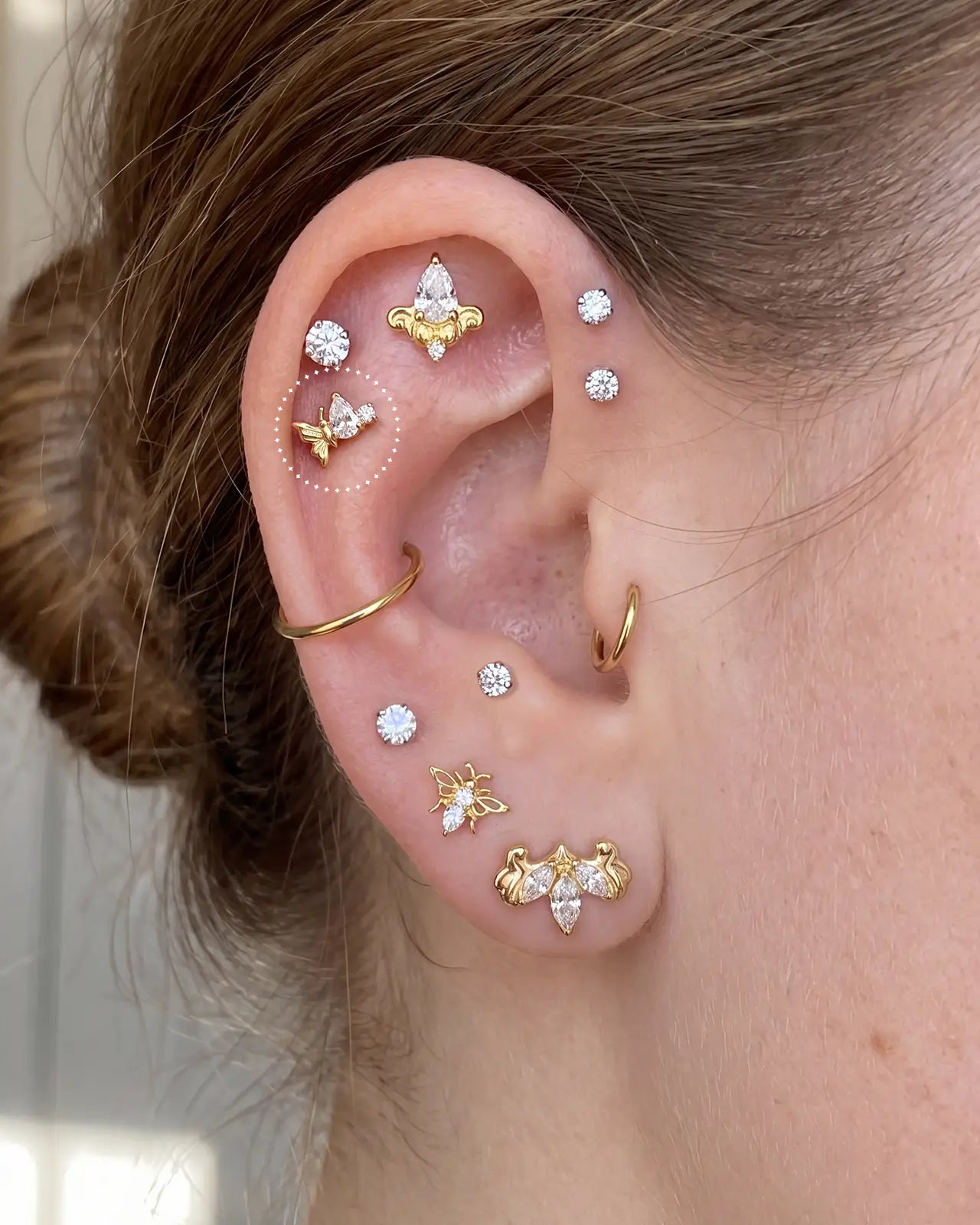 Butterfly Pear-Cut Zircon Flatback Stud