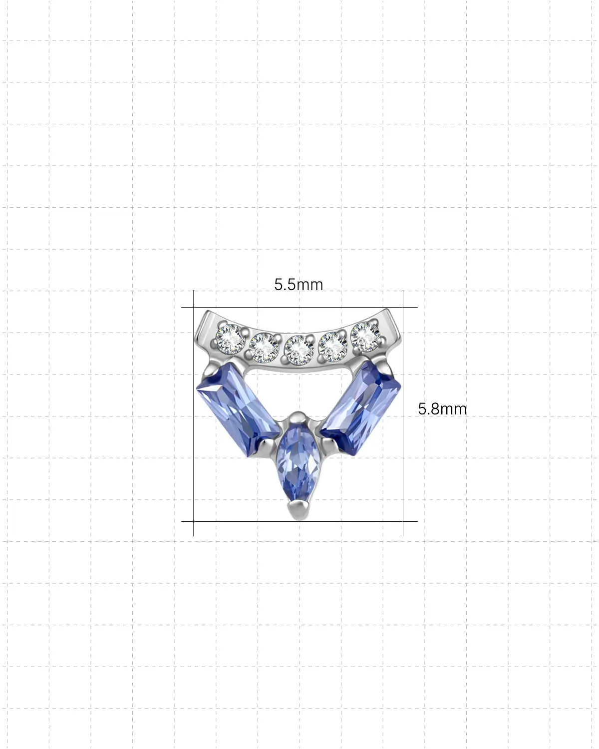 V-Crest Baguette Marquise Flatback Stud