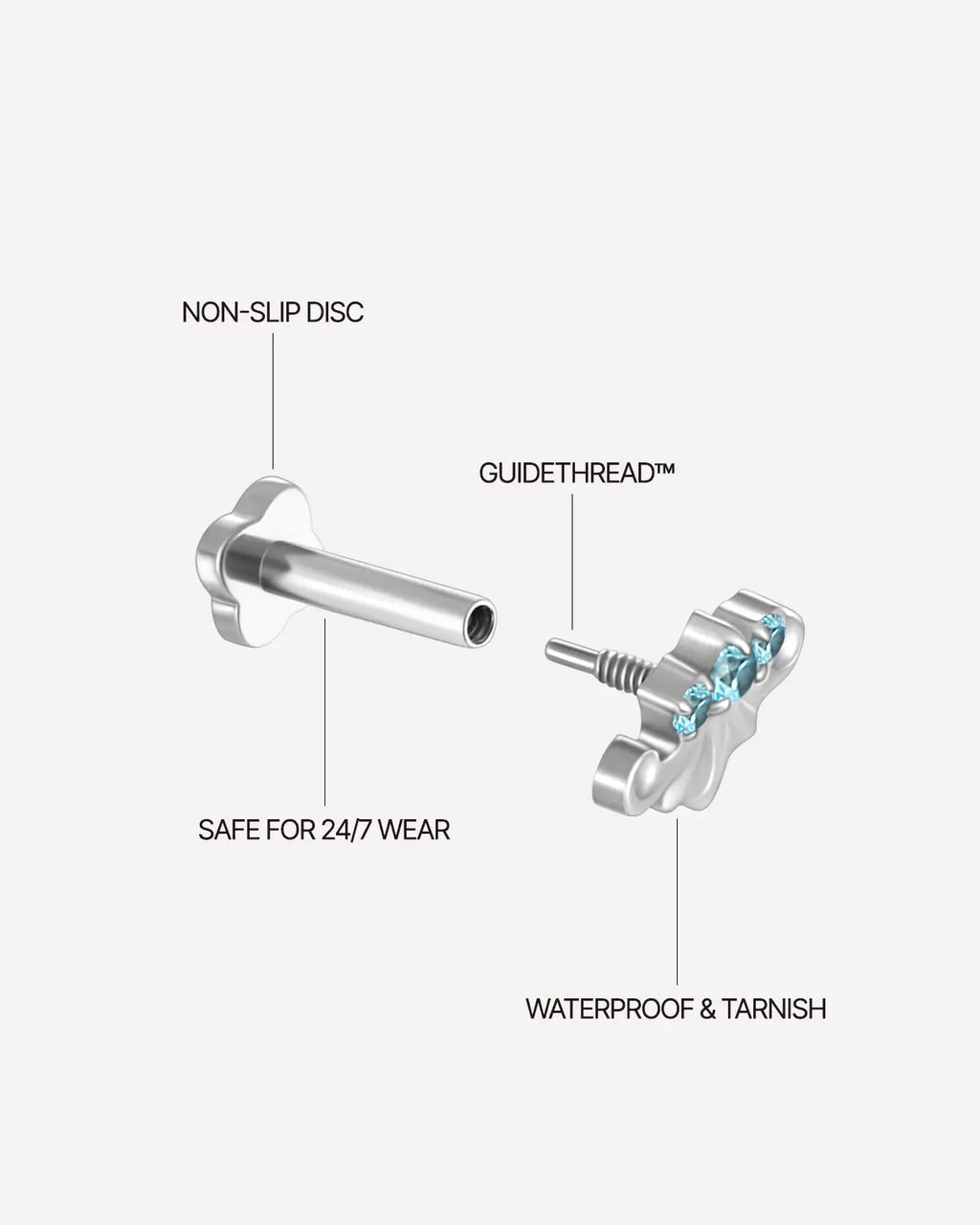 Azurkrone Zirkon Flatback-Stecker