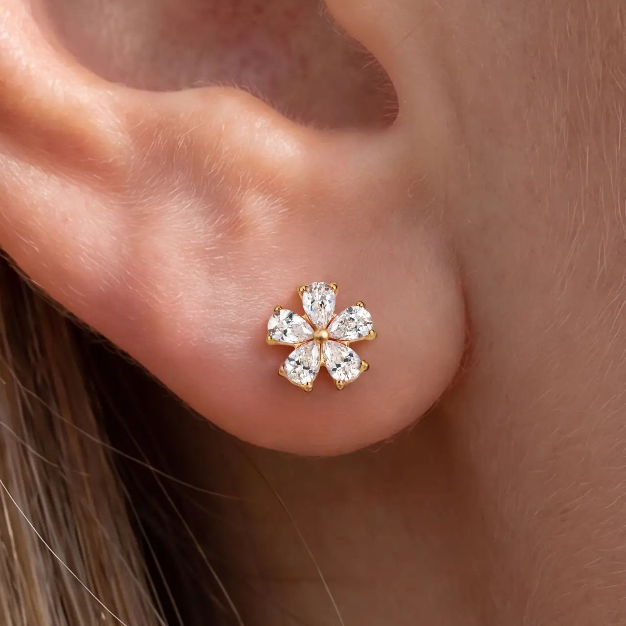 Pear Petal Blossom Flatback Stud