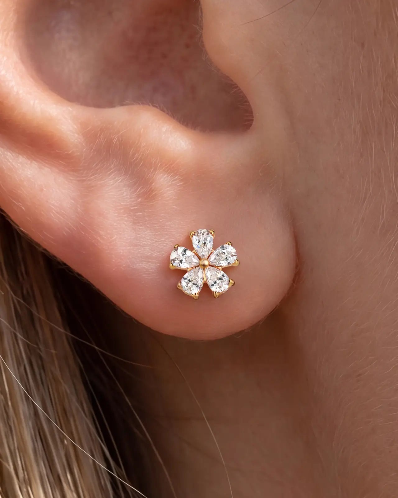 Pear Petal Blossom Flatback Stud