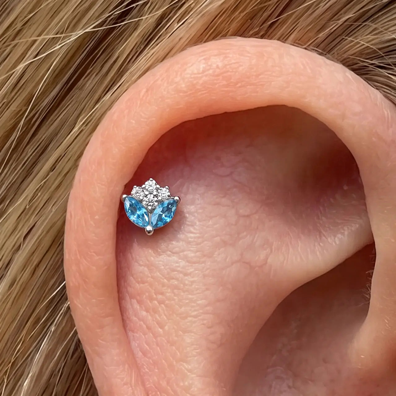 Marquise Petal Bloom Flatback Stud