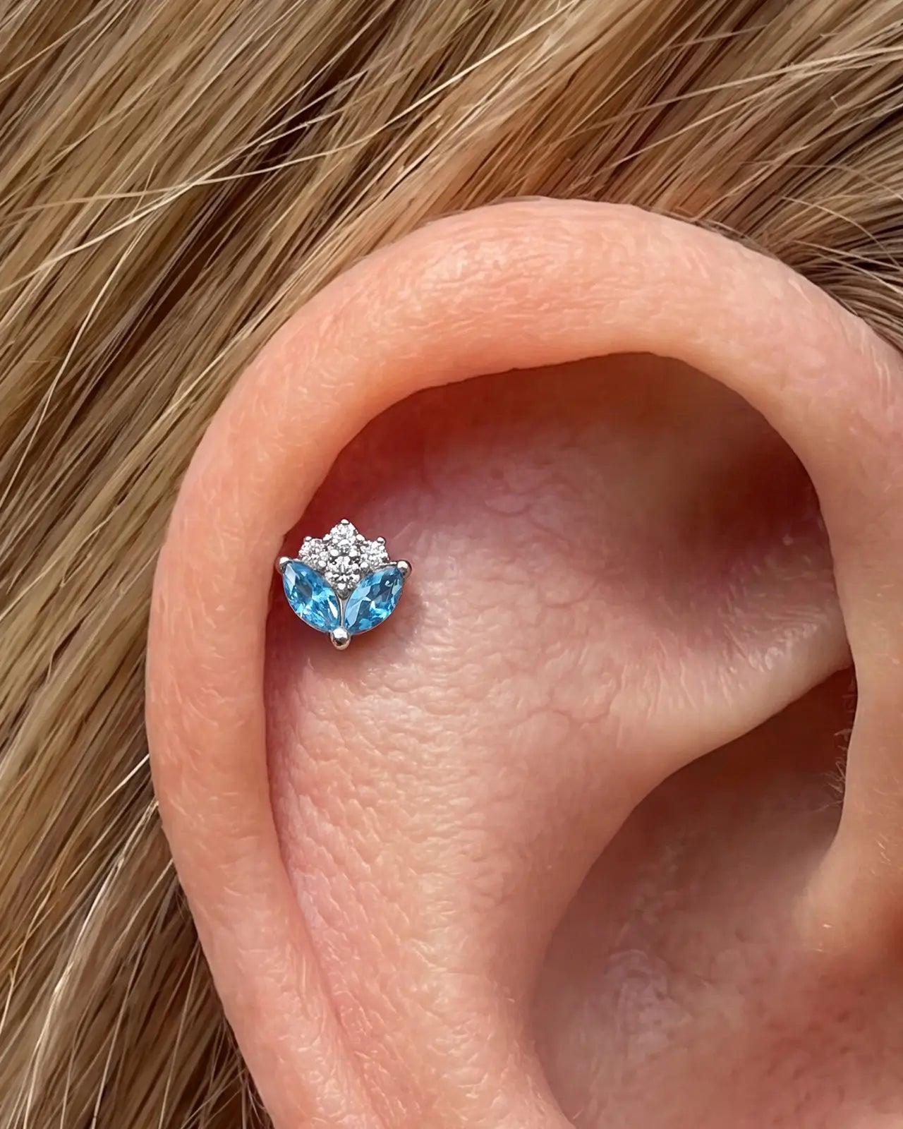 Marquise Petal Bloom Flatback Stud