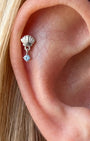 Seashell Drop Zircon Flatback Stud