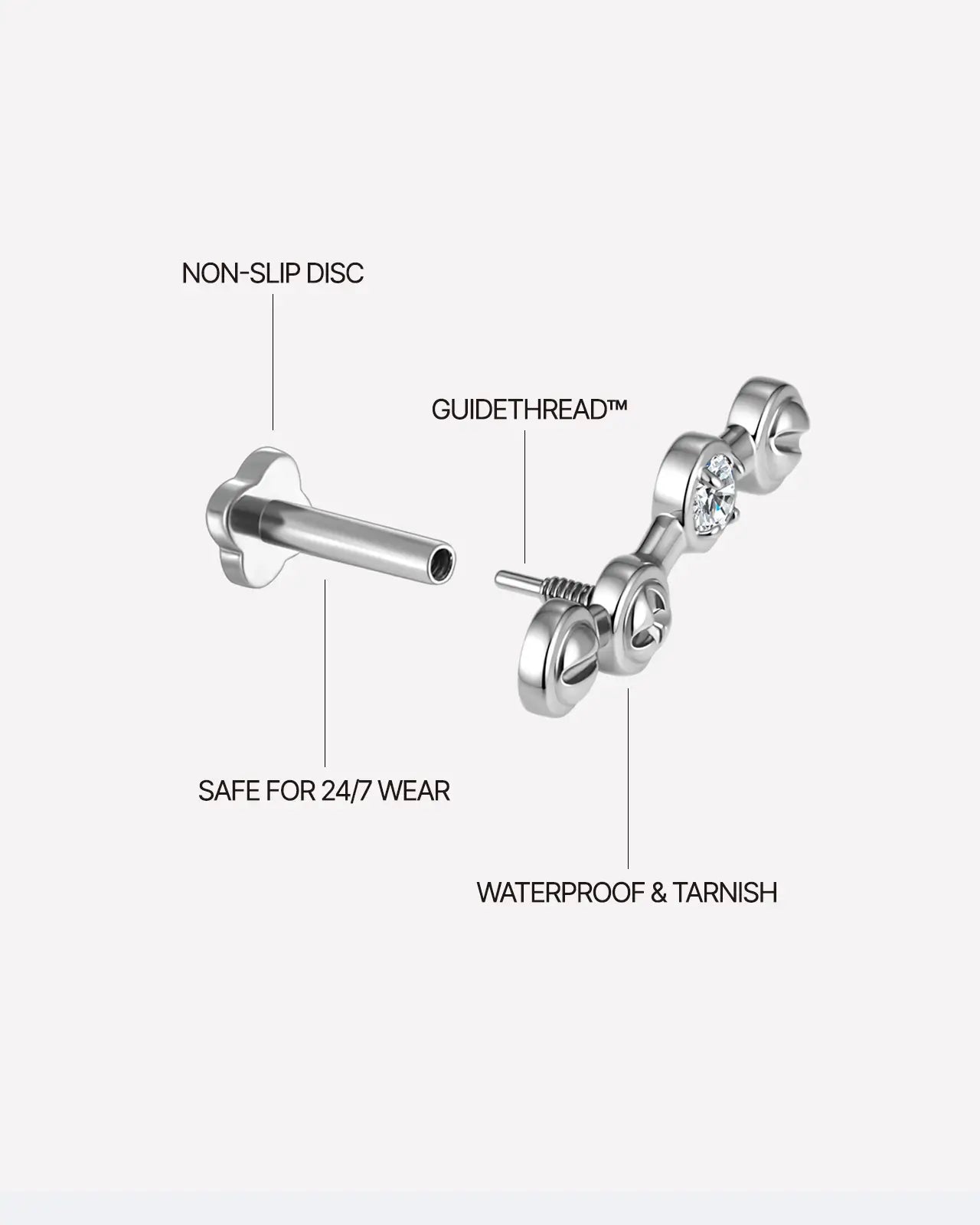 Screwhead Quartet Zircon Flatback Stud