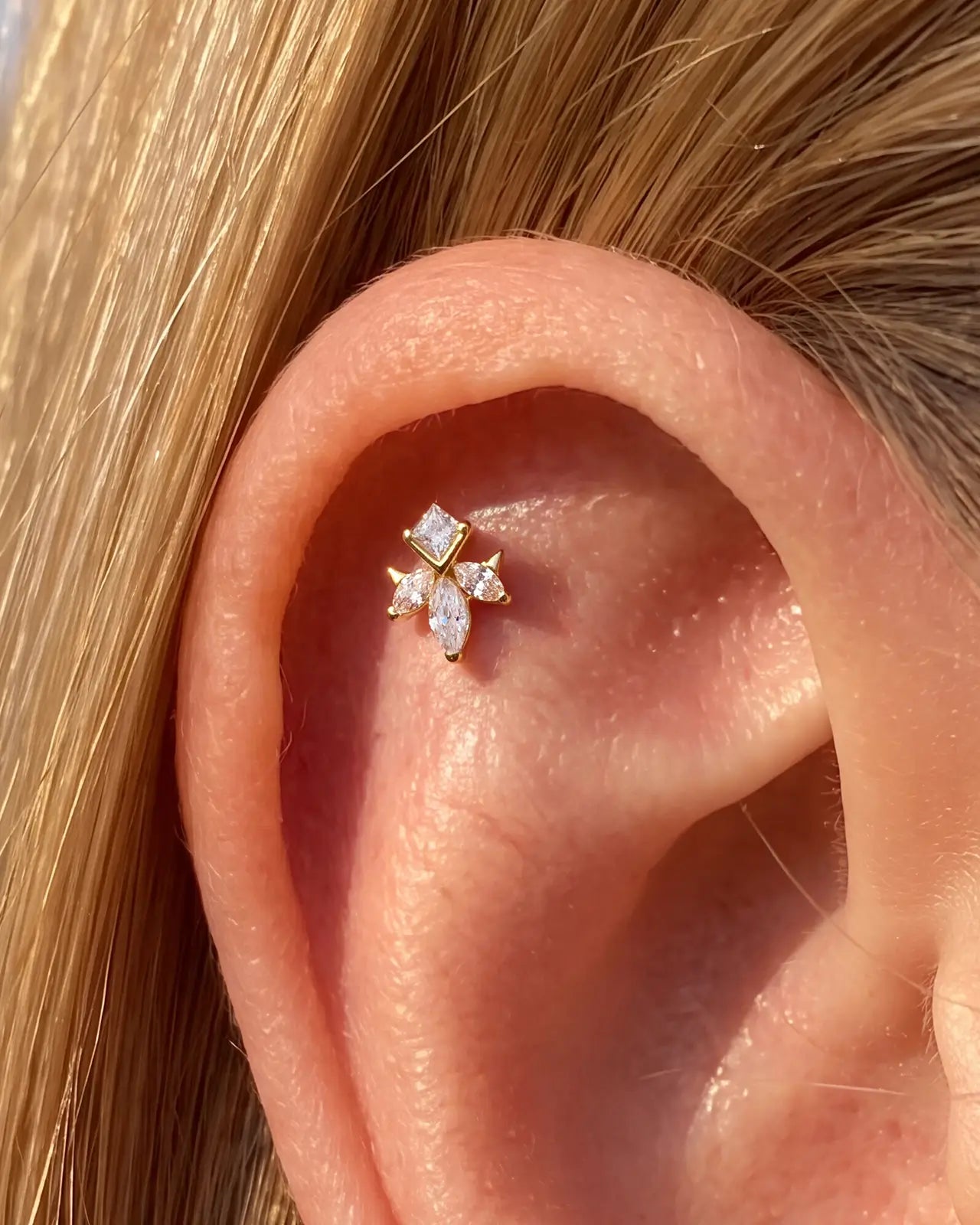 Marquise Leaf Cluster Flatback Stud