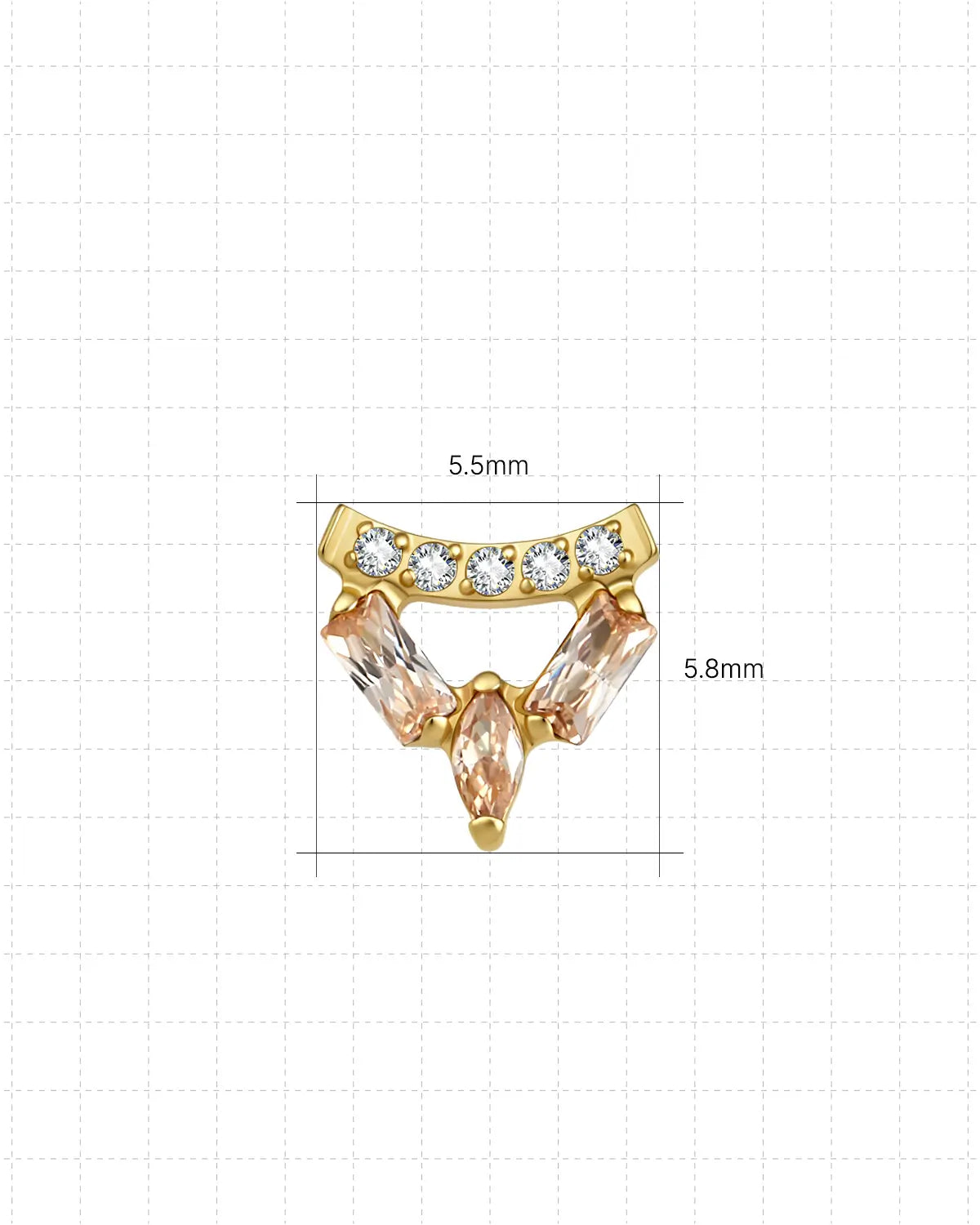 V-Crest Baguette Marquise Flatback Stud