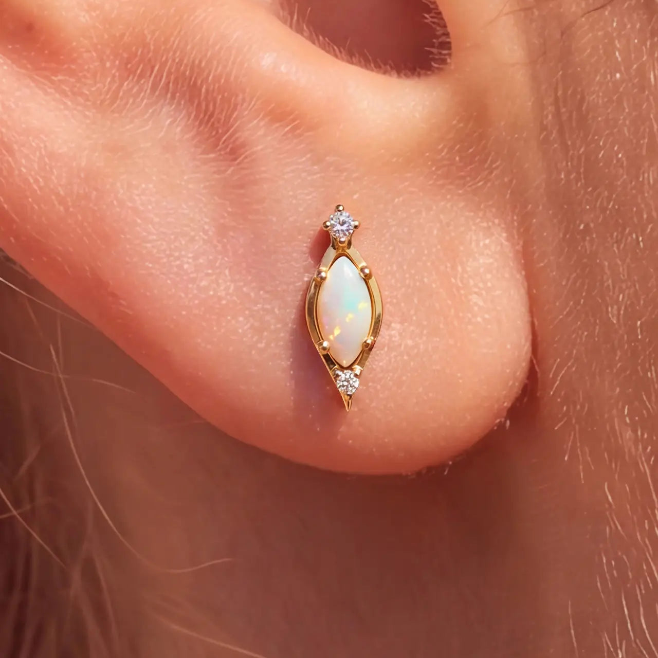 Marquise Opal Duo Diamond Flatback Stud