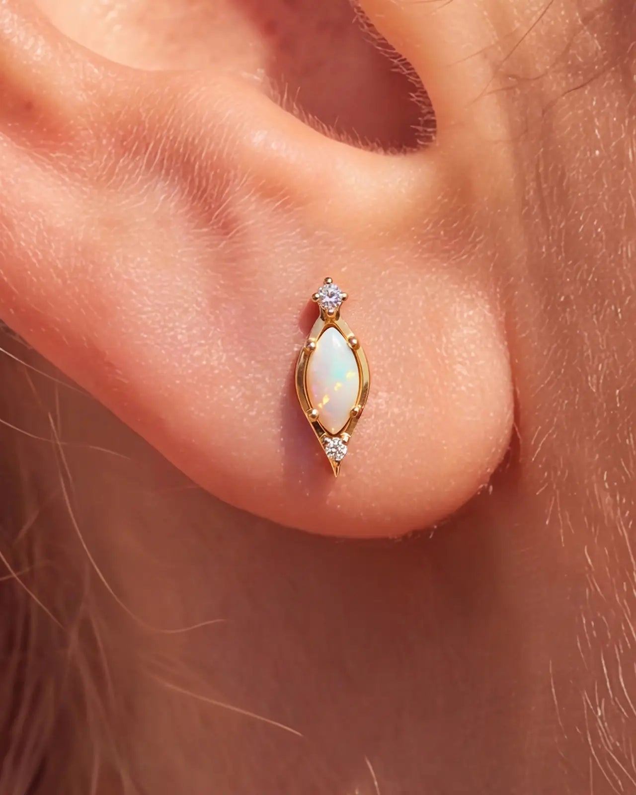 Opal Reverie Marquise Flatback Stud