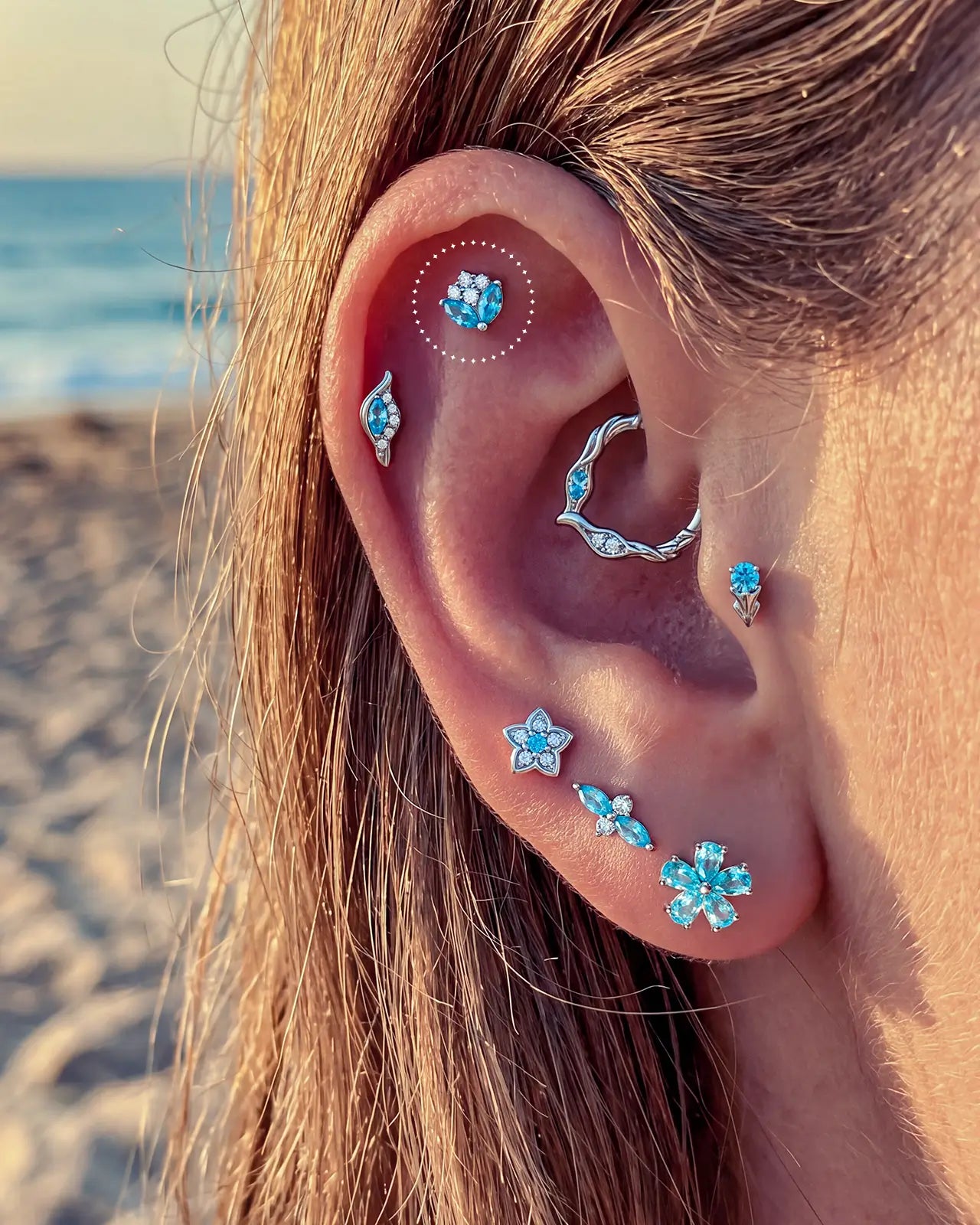 Marquise Petal Bloom Flatback Stud