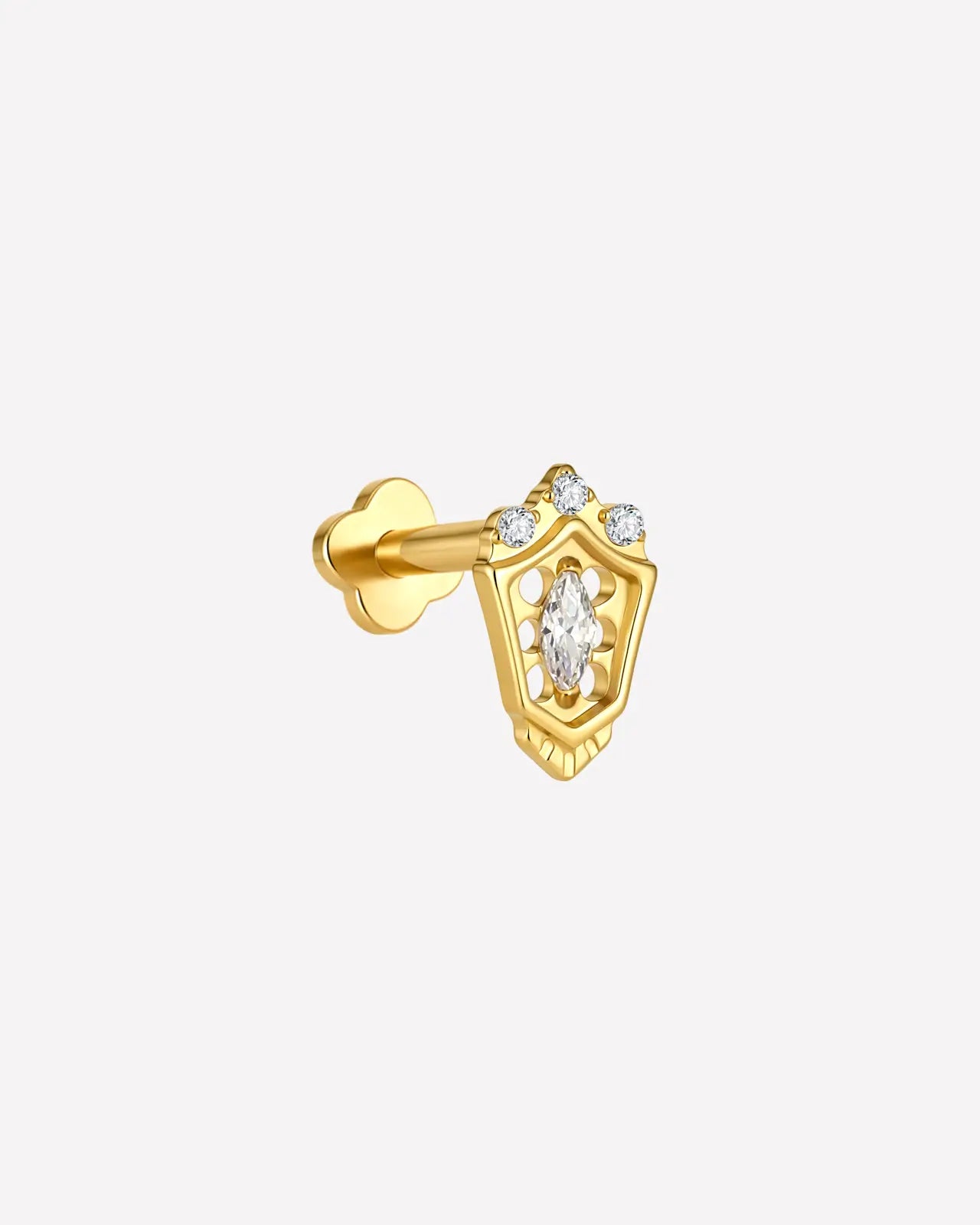 Crowned Marquise Shield Flatback Stud