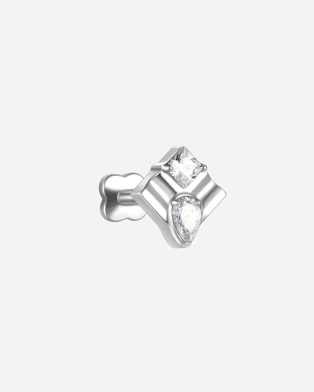 Geometrischer quadratischer Tropfen-Ohrstecker mit flacher Rückseite