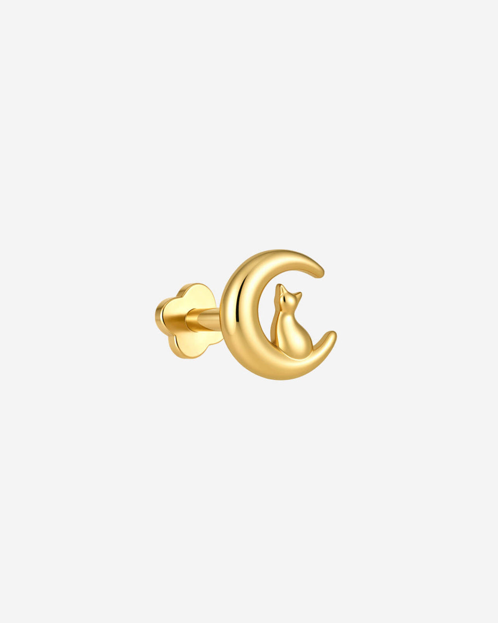 Moonlit Cat Crescent Flatback Stud