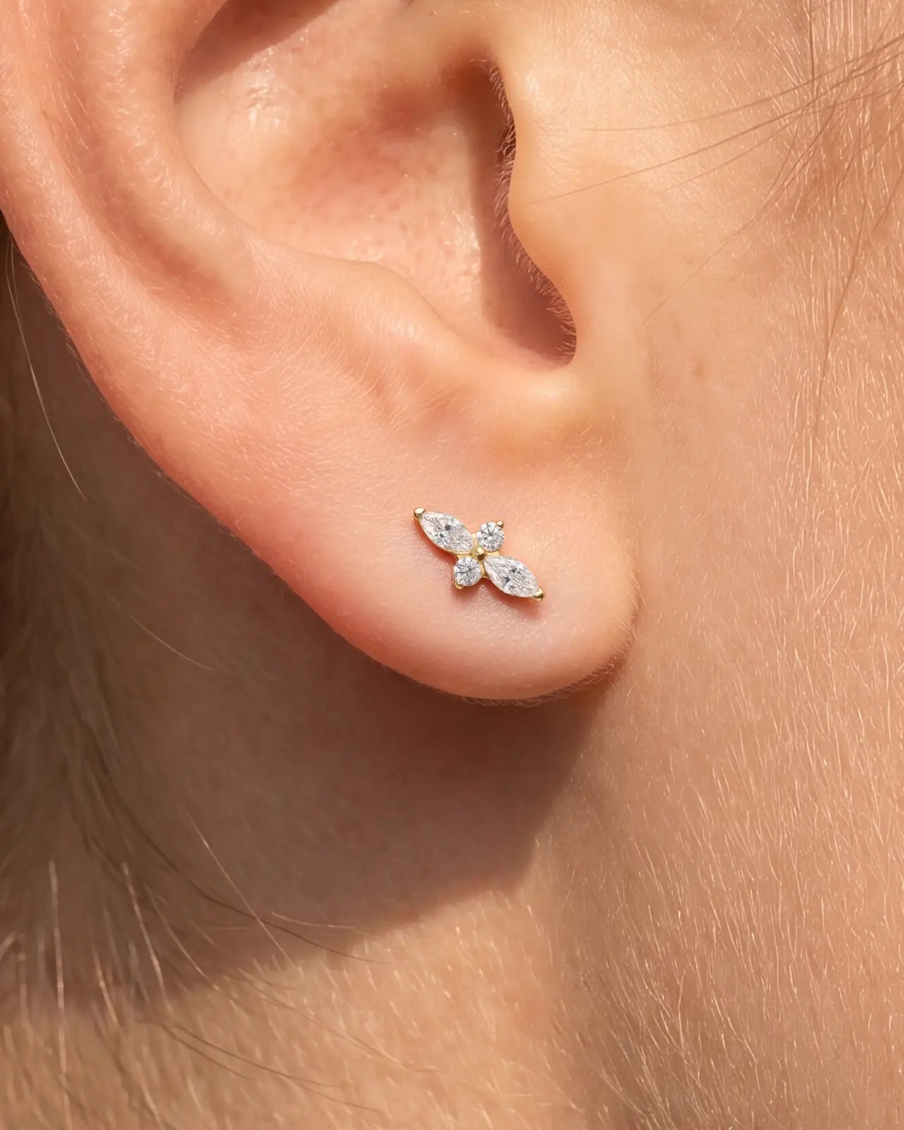 Marquise Duo Cluster Flatback Stud
