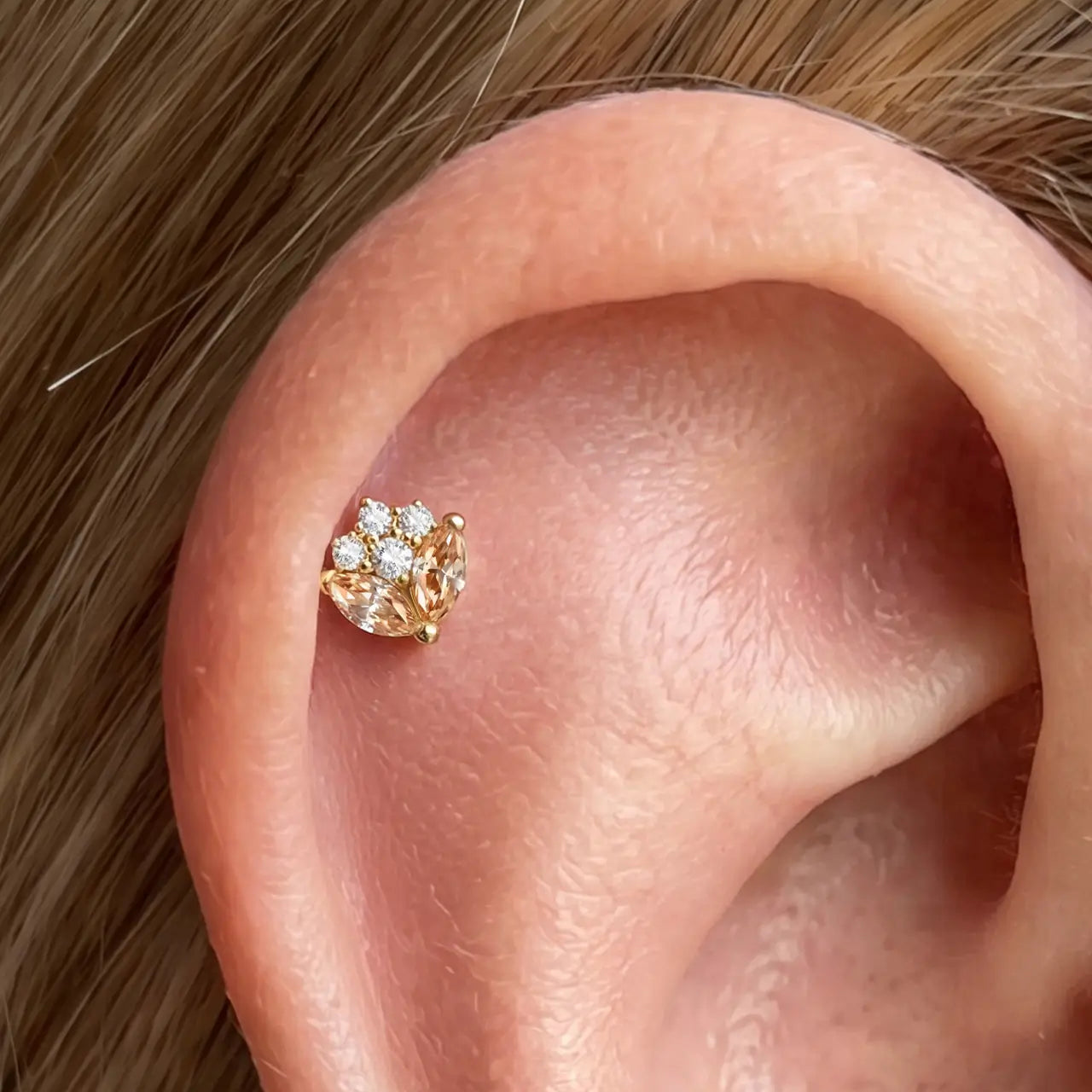 Serenelle Lotus Marquise Flatback Stud