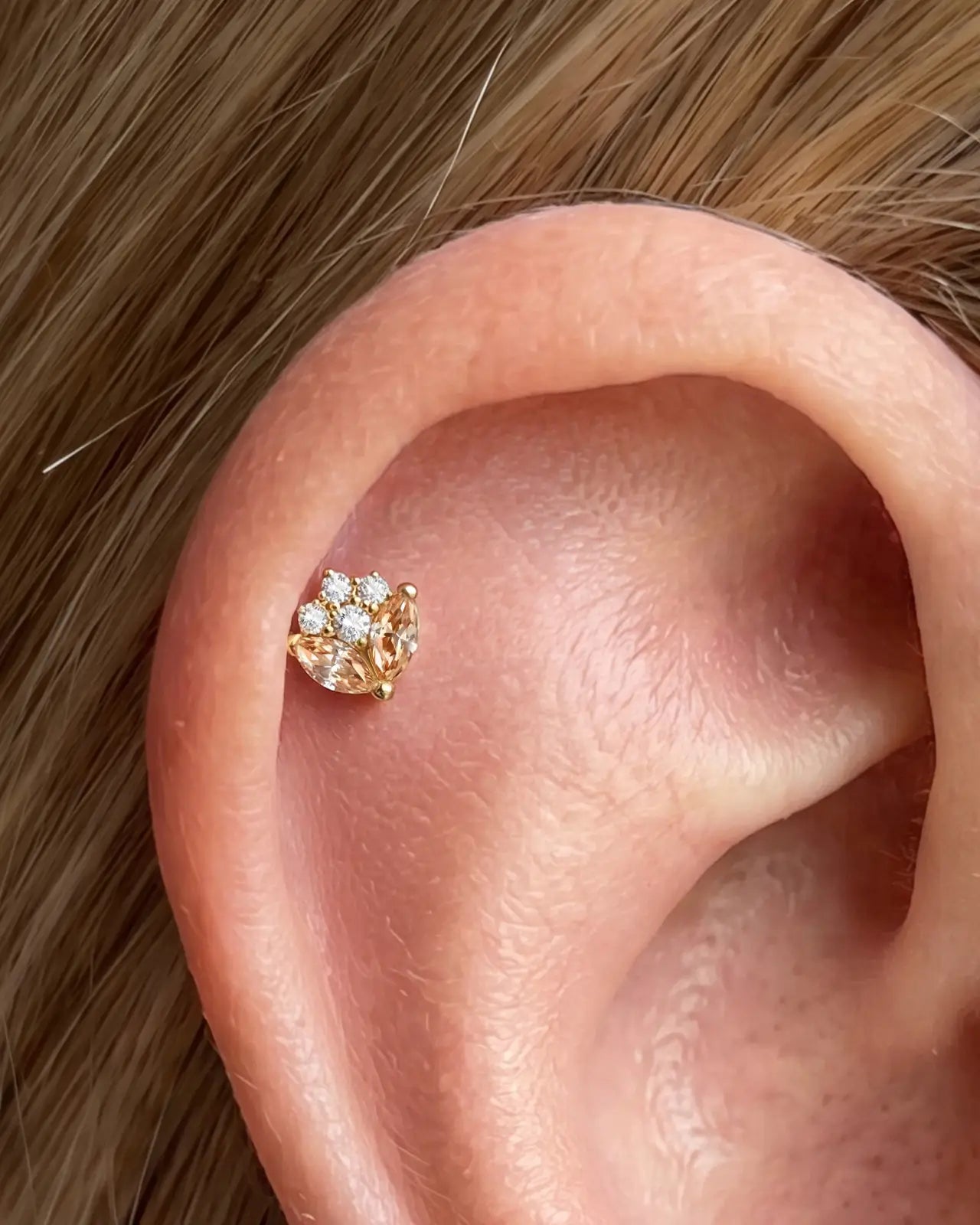 Serenelle Lotus Marquise Flatback Stud