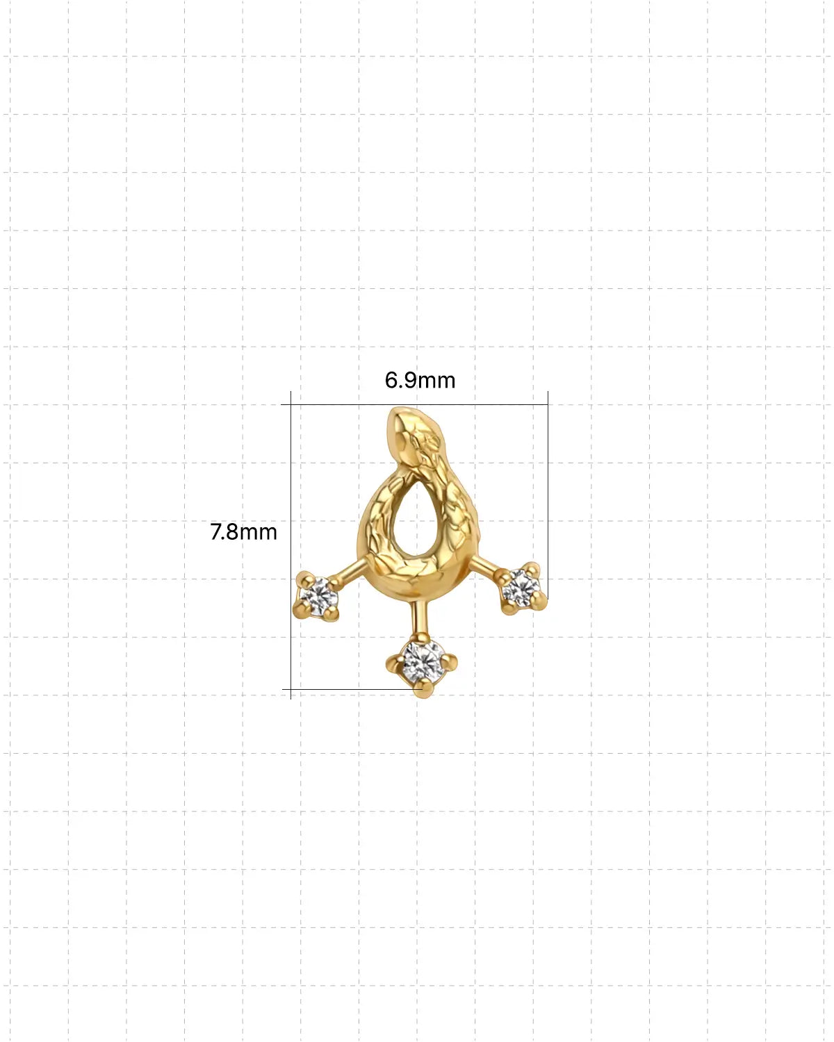 Regal Coiled Serpent Trident Flatback Stud
