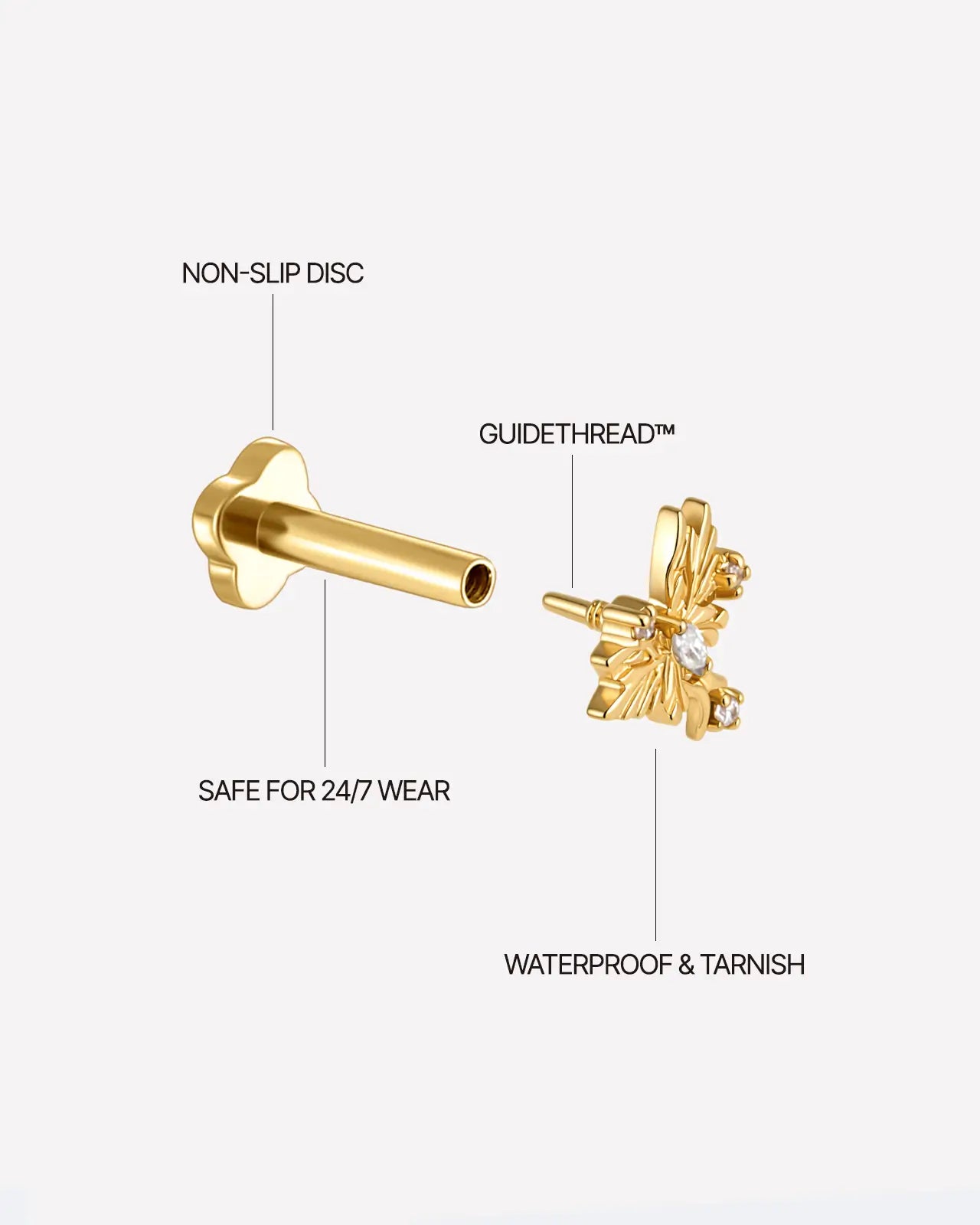 Ribbon Butterfly Flatback Stud