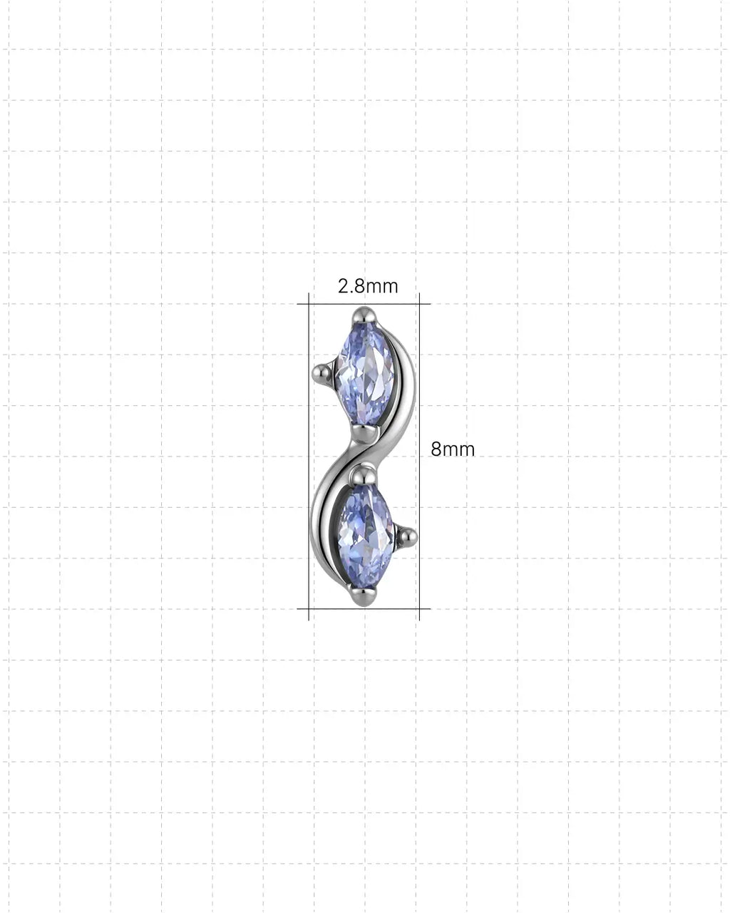 Marquise Duet S-Curve Flatback Stud