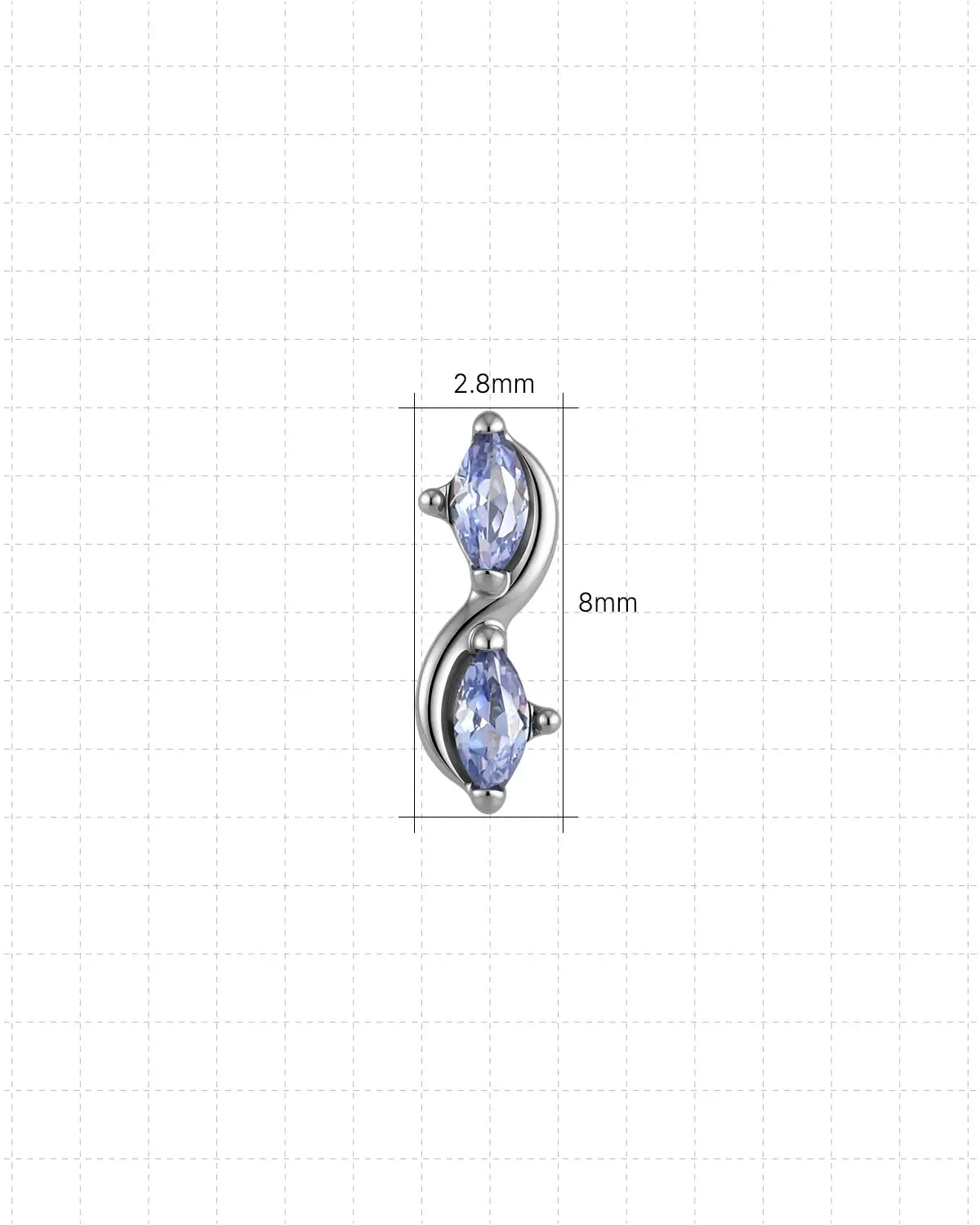 Marquise Duet S-Curve Flatback Stud