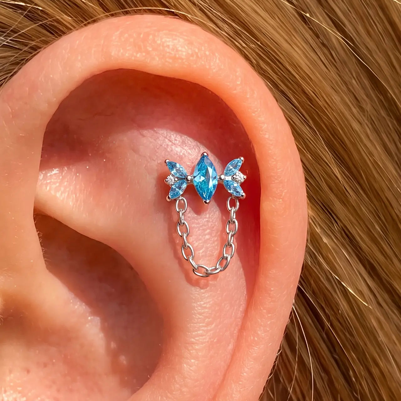 Winged Marquise Chain Flatback Stud