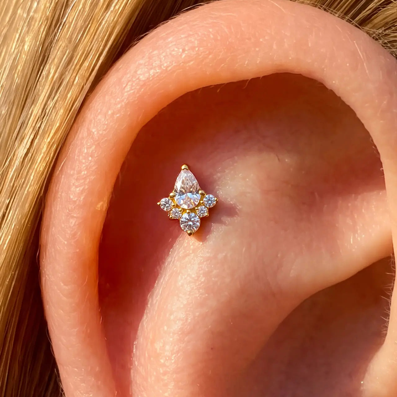 Regal Pear Cluster Flatback Stud