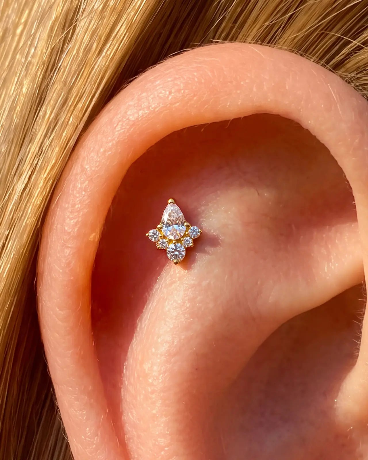 Regal Pear Cluster Flatback Stud
