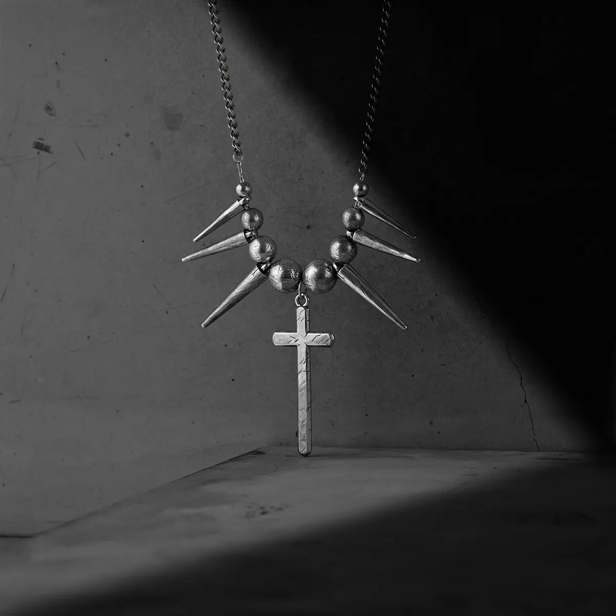 REBEL SPIKED CROSS NECKLACES